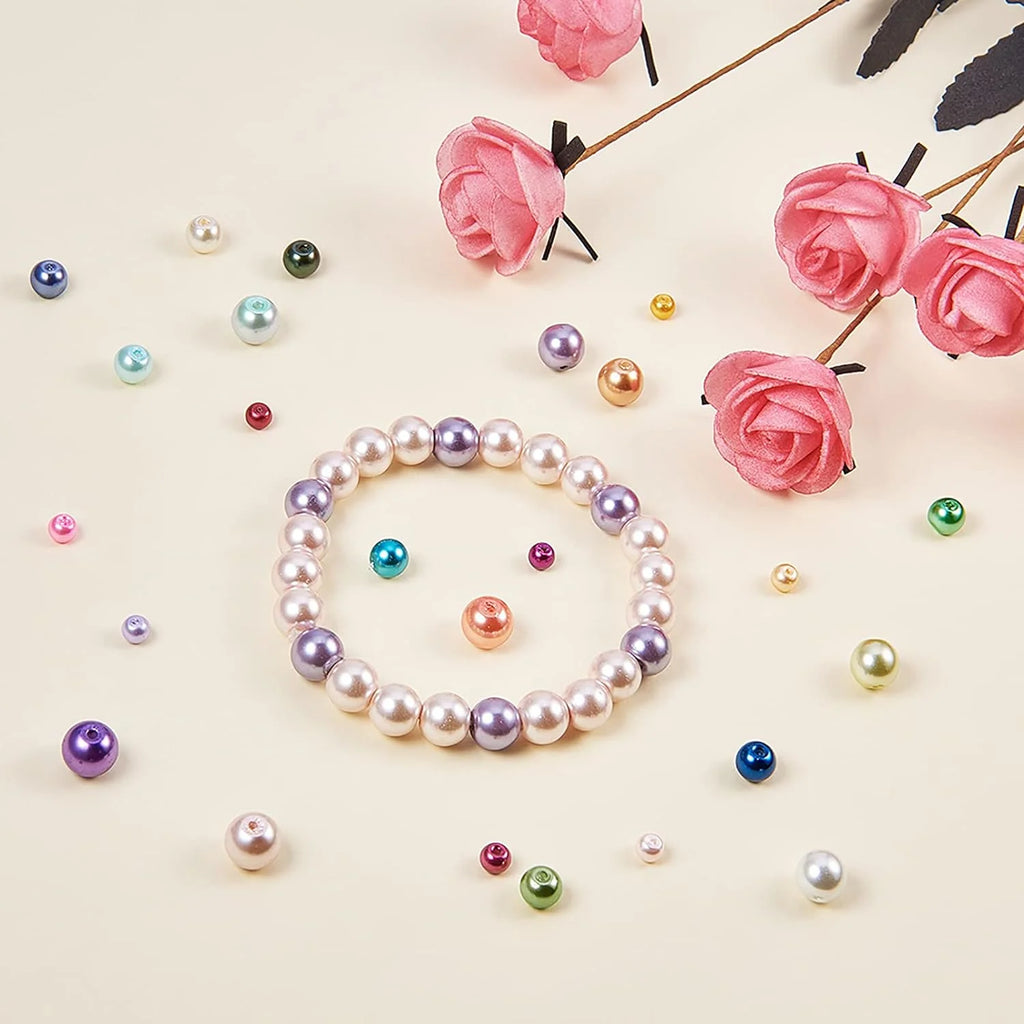 Pearlized Glass Beads 24 Color 3 Sizes Round Loose Spacer Beads N6359