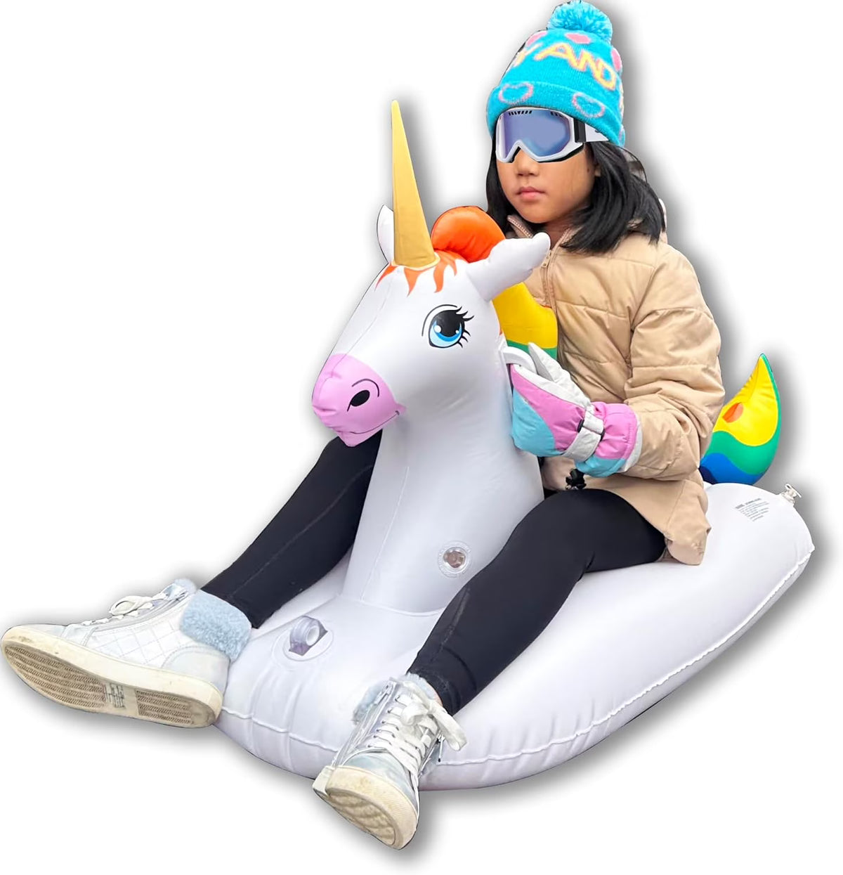 Sled Unicorn Snow Tube Inflatable 49 inches Long One Person E613