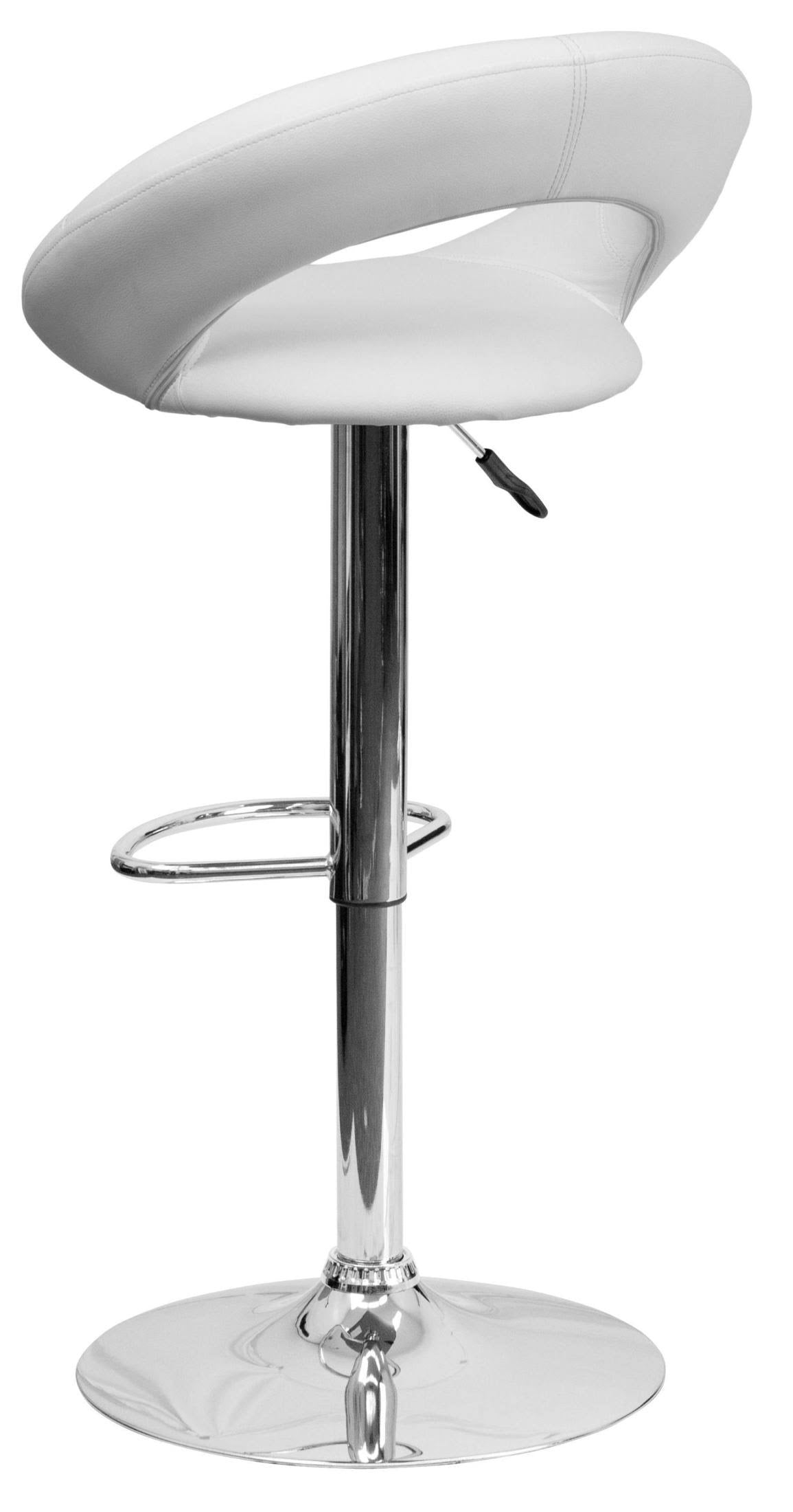 White Vinyl Adjustable Height Barstool with Chrome Base Q714