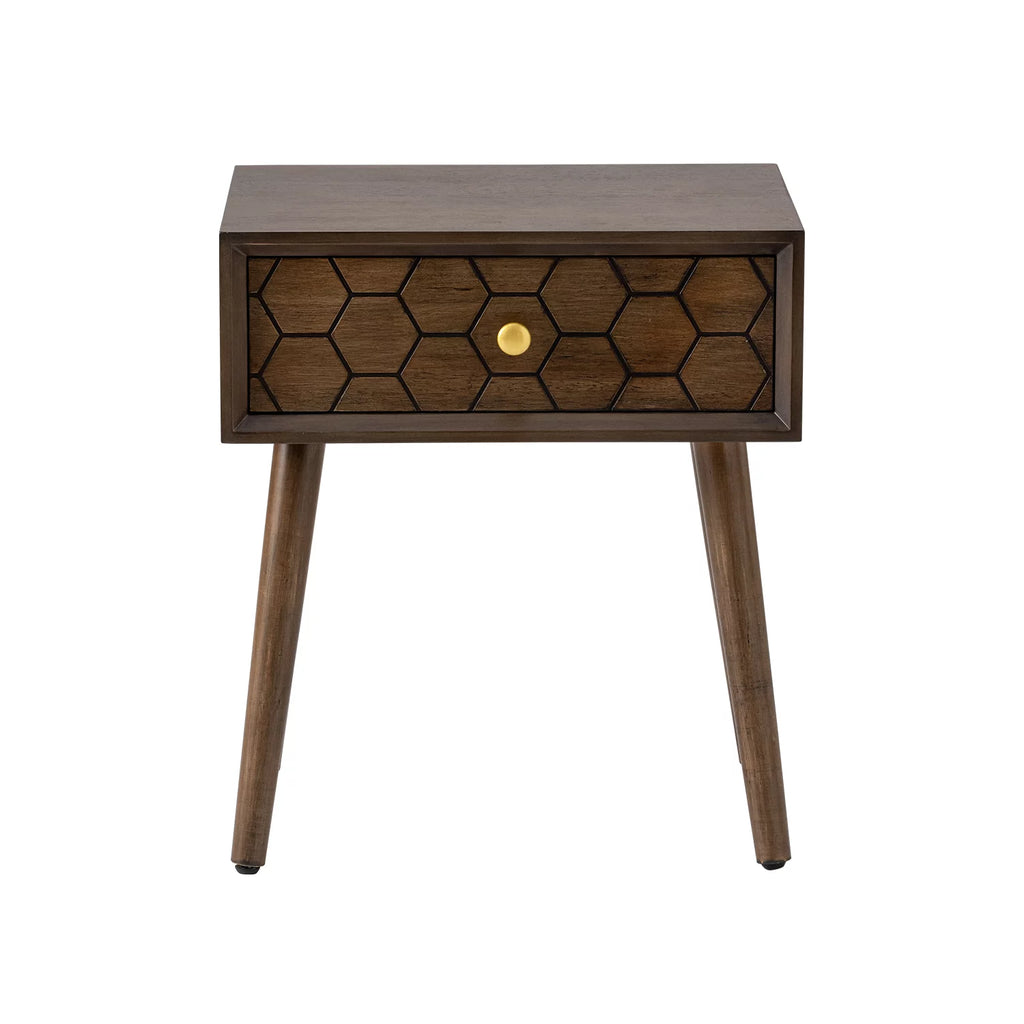 Brown MDF Nightstand with Drawer V237864