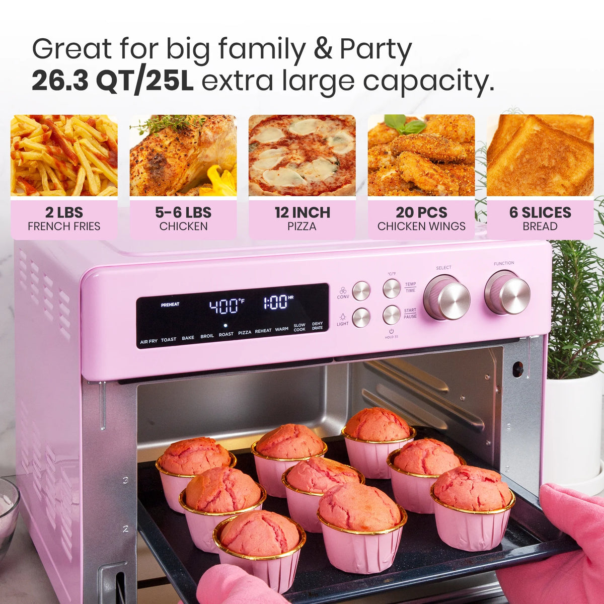 Pink Infrared Air Fryer Toaster Oven K39122