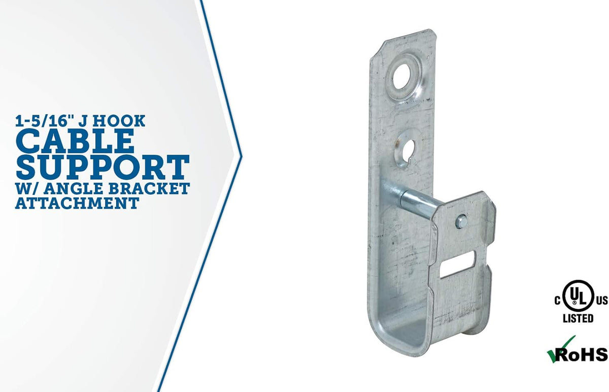 1-5/16 Inch Zinc Plated Steel Support J-Hook, 50 Pack G4044