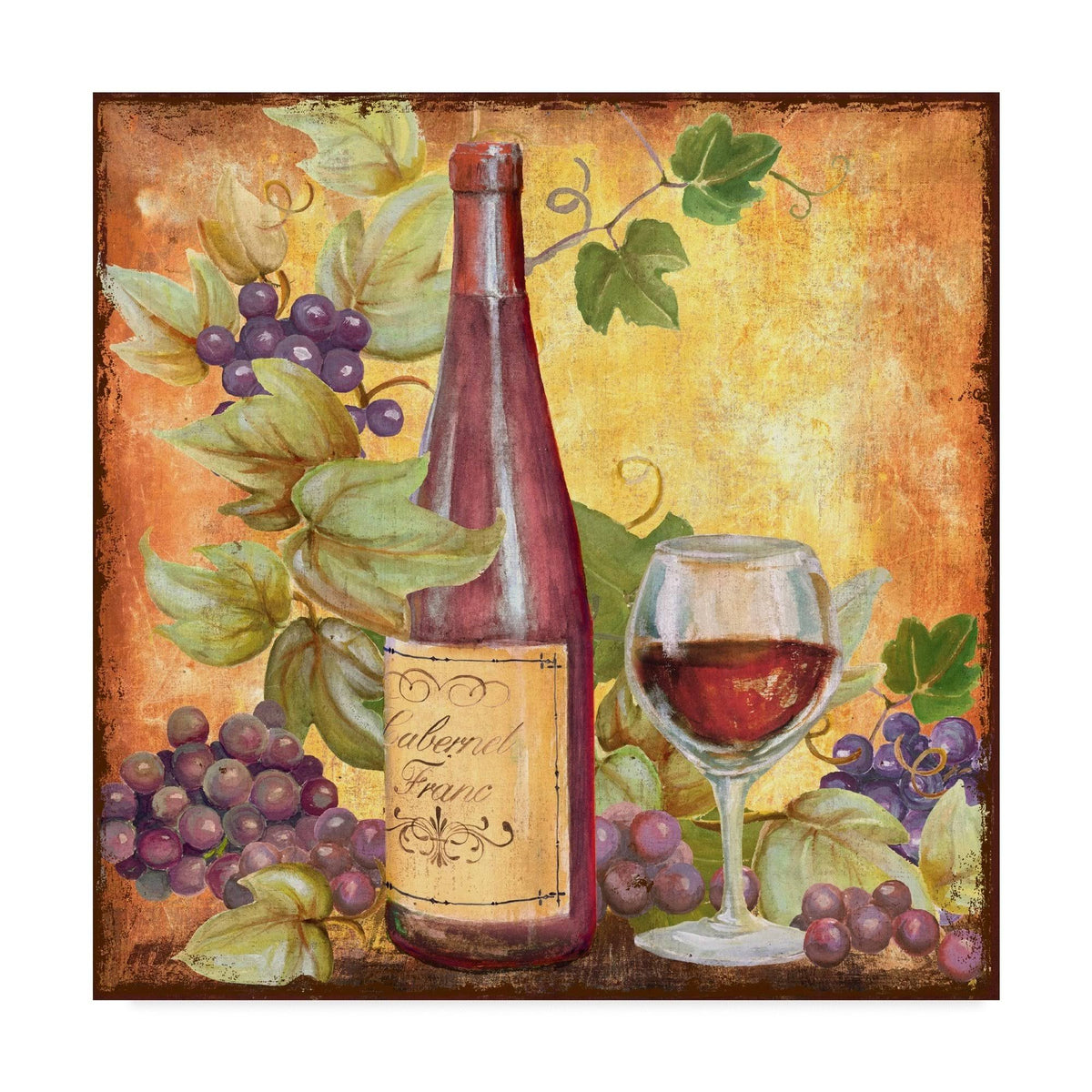Grapevine and Wine Red Gallery-Wrapped Canvas Art V2692