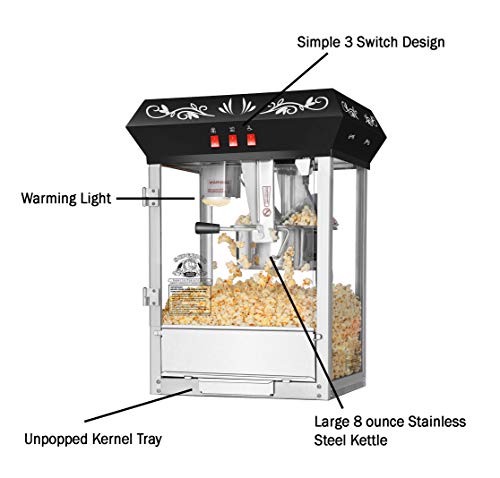 Black 8oz Stainless Steel Kettle Popcorn Machine O841