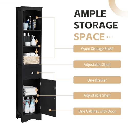 Grey Tall Bathroom Cabinet with Door and Adjustable Shelf B42036