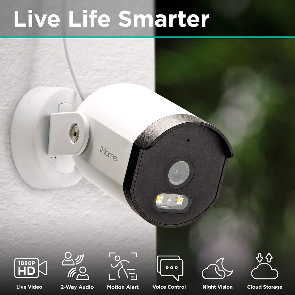 1080p HD Weatherproof WiFi Security Camera with 2-Way Audio J29004