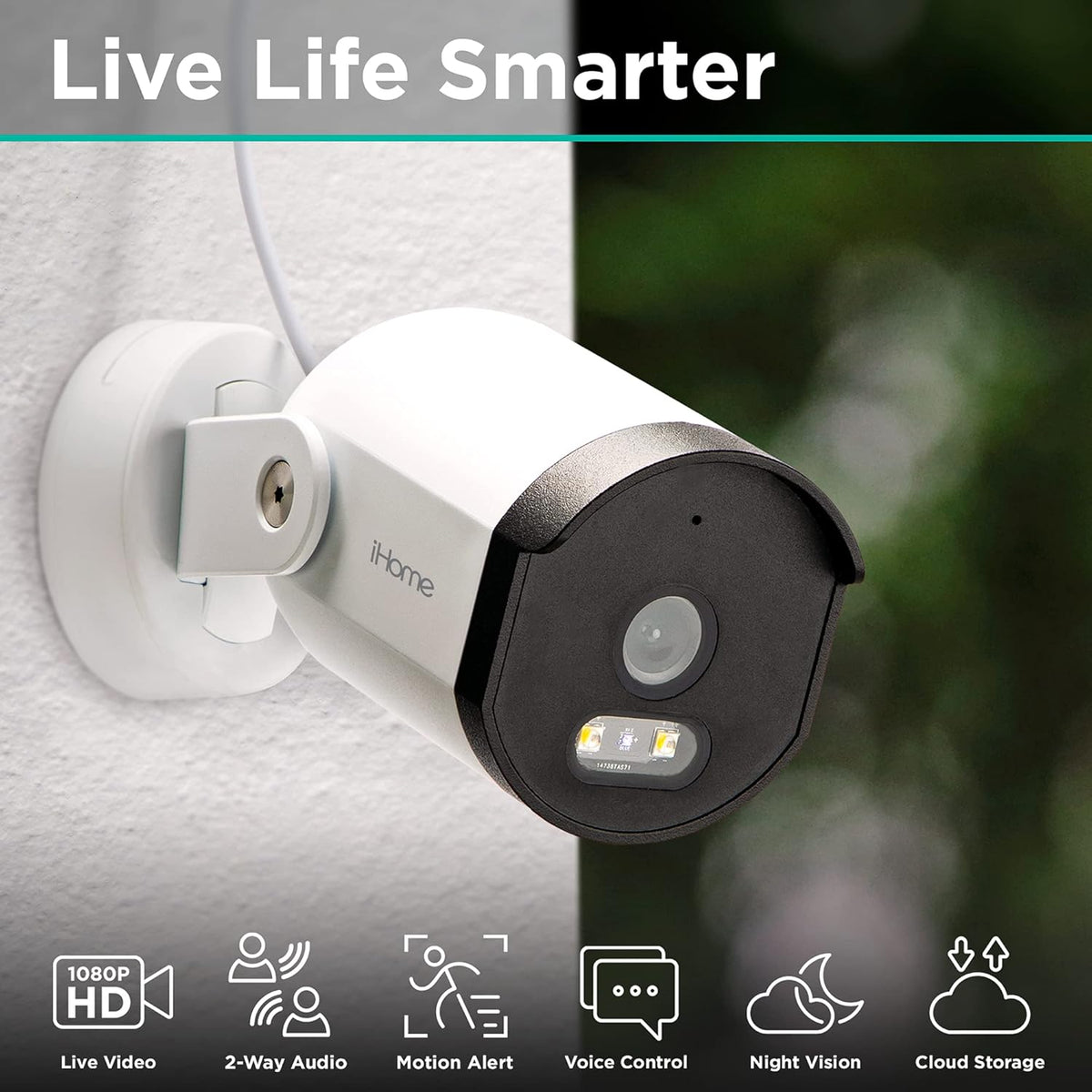 1080p HD Weatherproof WiFi Security Camera with 2-Way Audio J29004