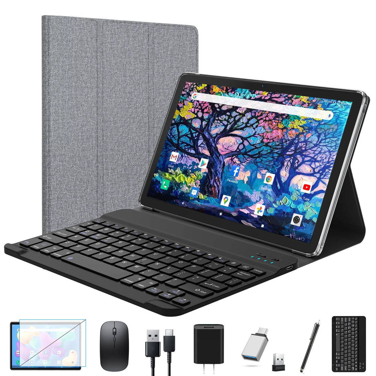 Gray 10.1 inch 128GB Tablet with Keyboard Y47069