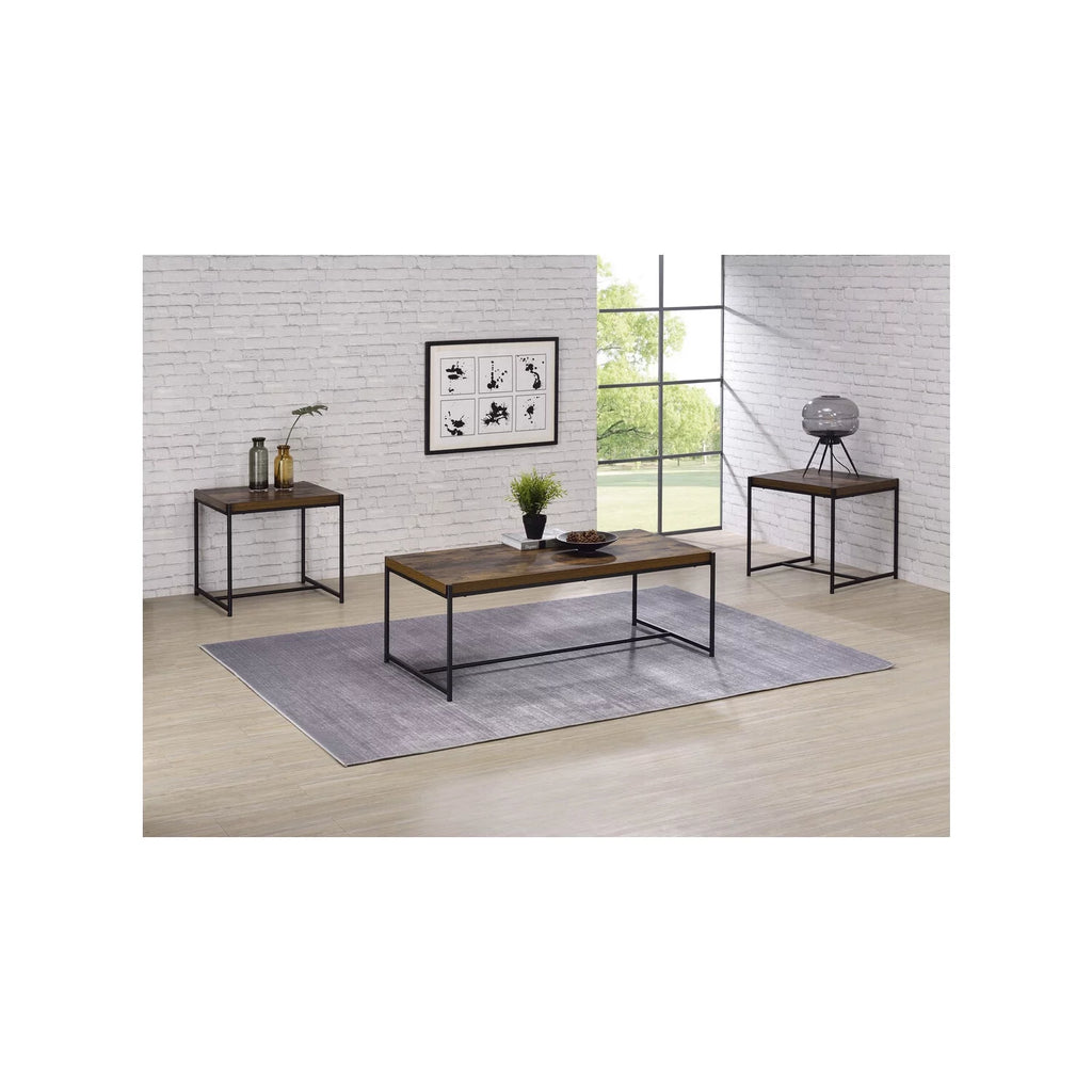 3 Piece Brown Engineered Wood Coffee and End Table Set D45721