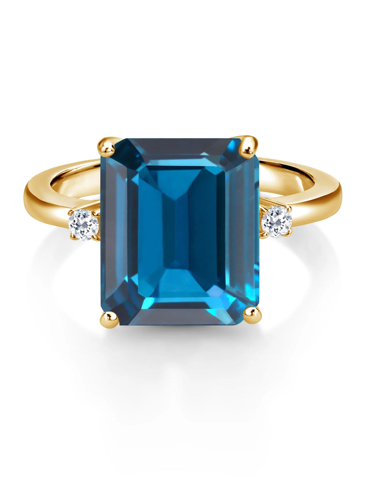 18K Yellow Gold Plated Silver London Blue Topaz Engagement Ring O6832