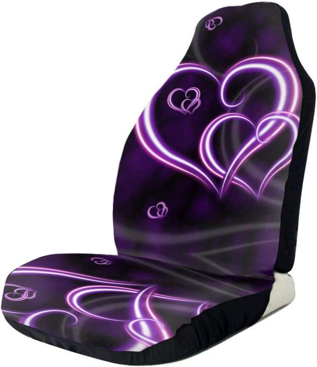 Purple Hearts Printed Bucket Front Auto Seat Covers M6678