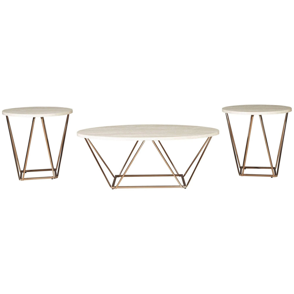 Gold Faux Marble Top Accent Coffee Table Set H202706