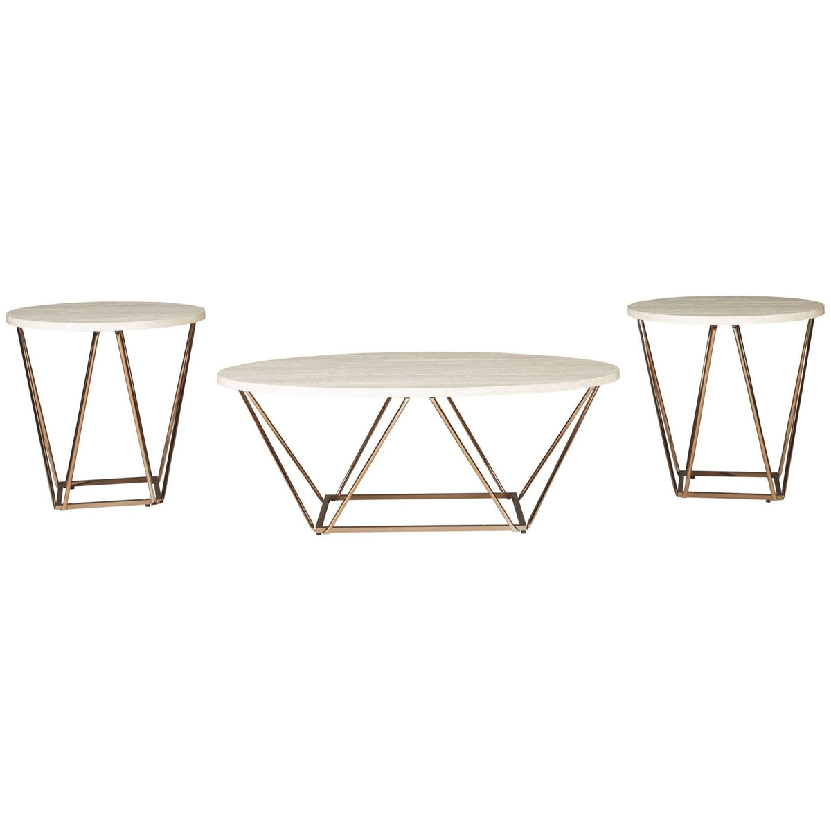 Gold Faux Marble Top Accent Coffee Table Set H202706
