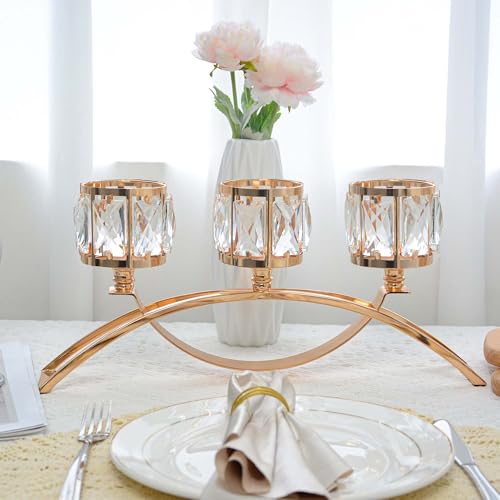 Black Set of 3 Crystal Candle Holders A156