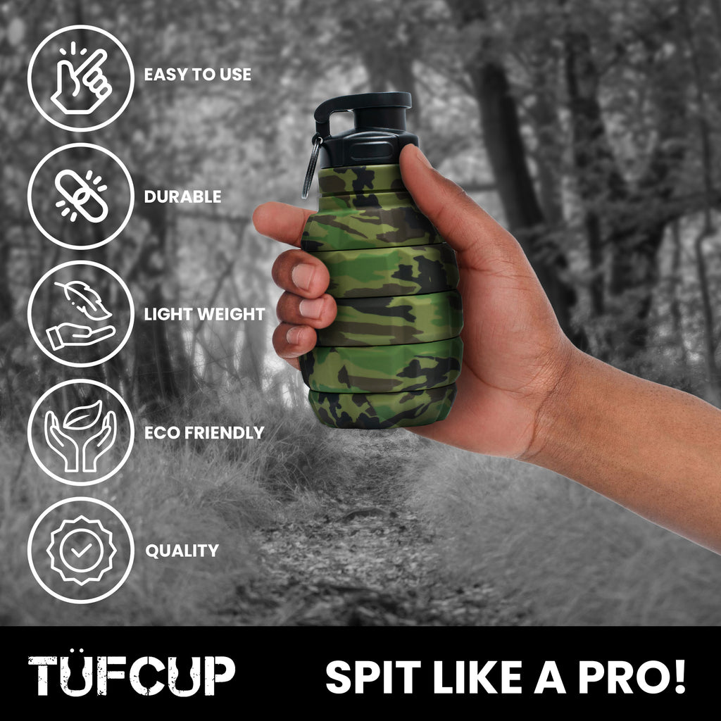Green Camo Collapsible Spill Resistant Silicone Spit Cup with Lid B664265