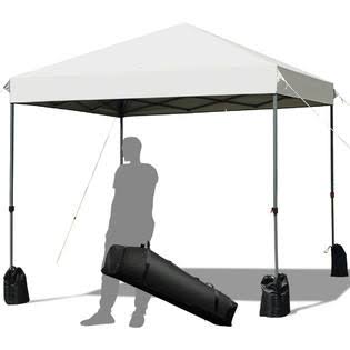 White 8x8 ft Pop Up Canopy Tent with Wheeled Carry Bag Q3184