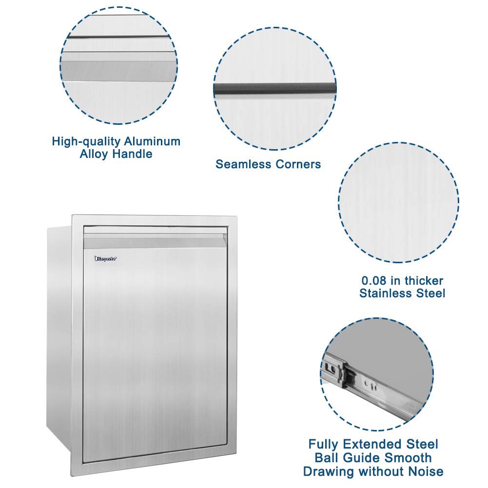 Stainless Steel Drawer W16XD18XH22.3 Inches I9549