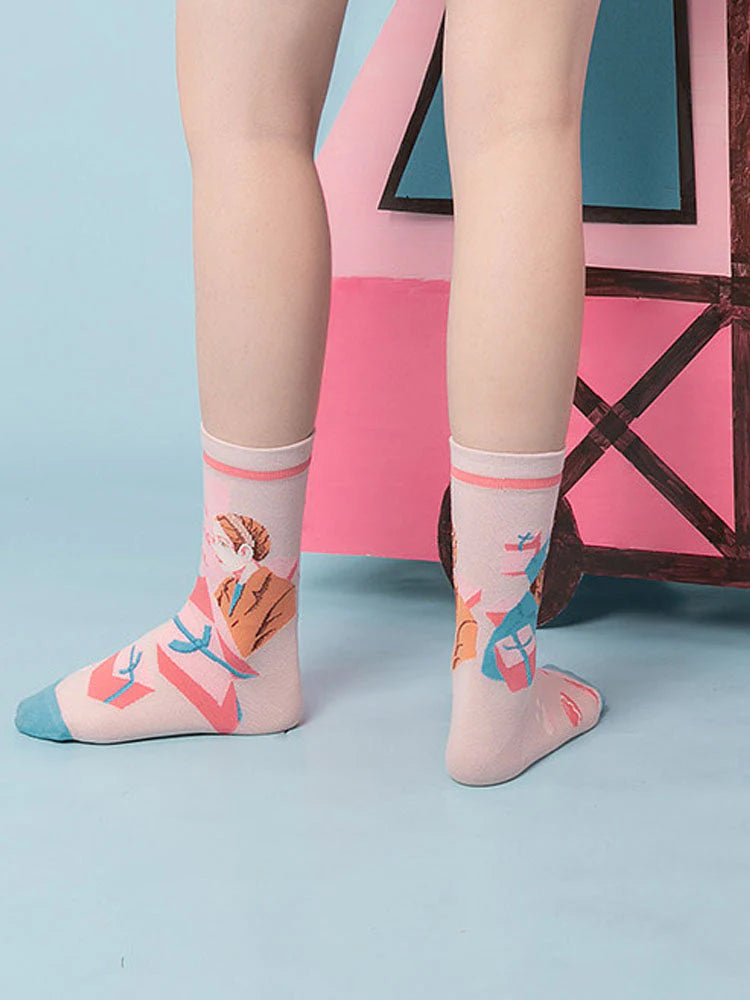 Cartoon Pattern Mid-Calf Socks X526908