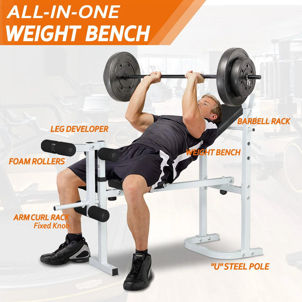 Folding Olympic Weight Bench with Preacher Curl Leg Developer K3313