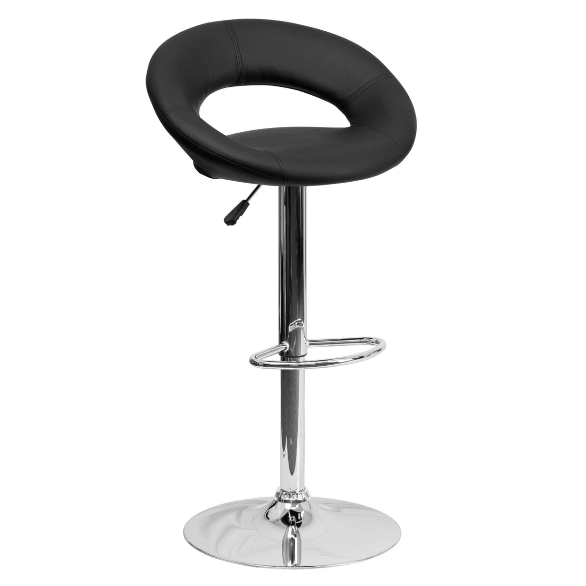 White Vinyl Adjustable Height Barstool with Chrome Base Q714