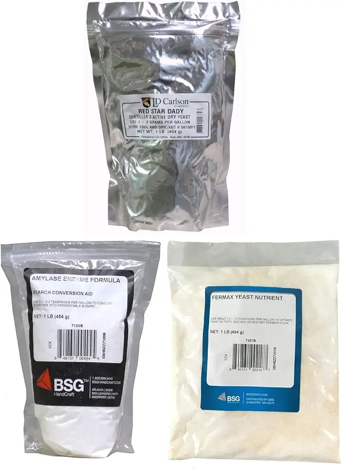 1 lb Amylase Enzyme - 1 lb Distillers Yeast - 1 lb Nutrient X286