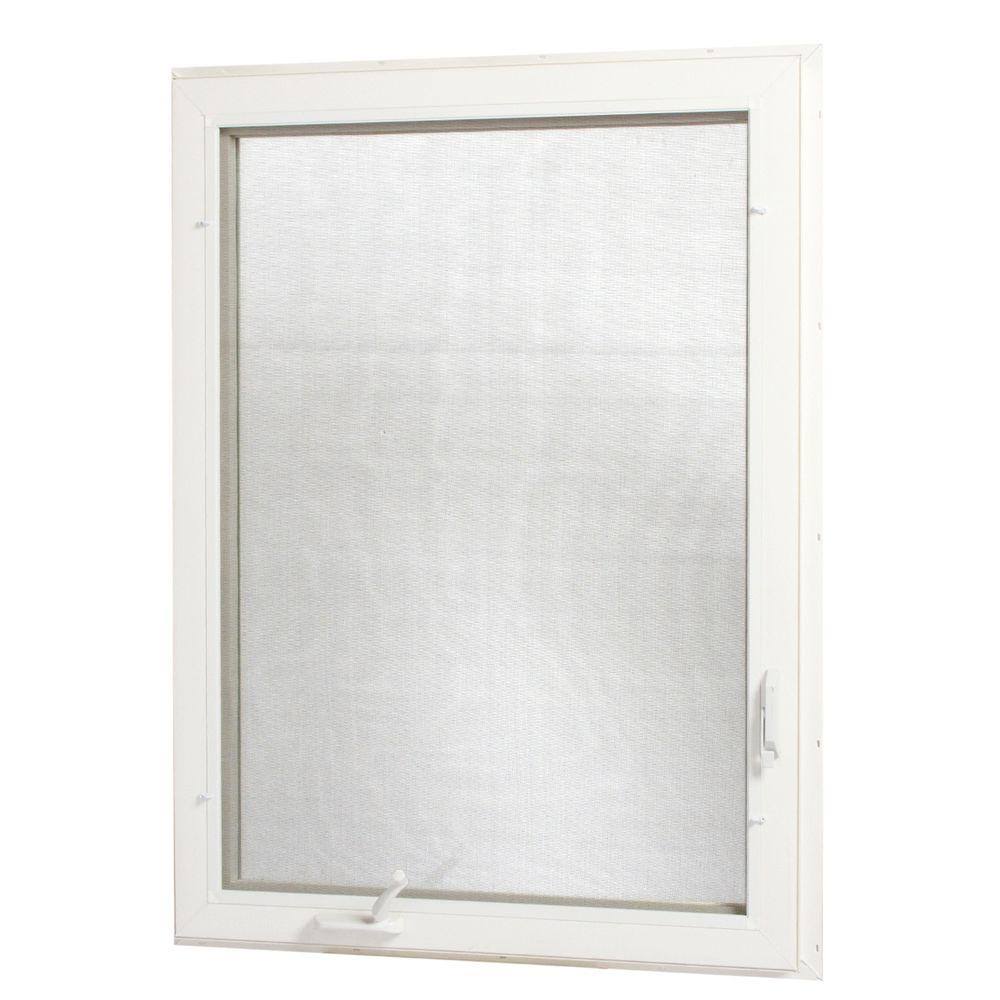White Vinyl Casement Window with Screen K514582
