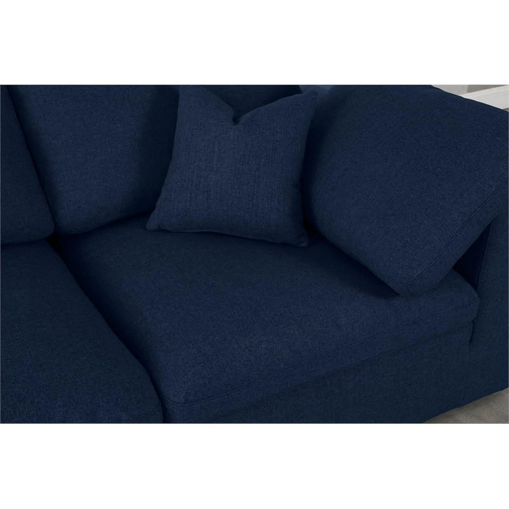 Navy Linen Fabric Modular Sectional D6188