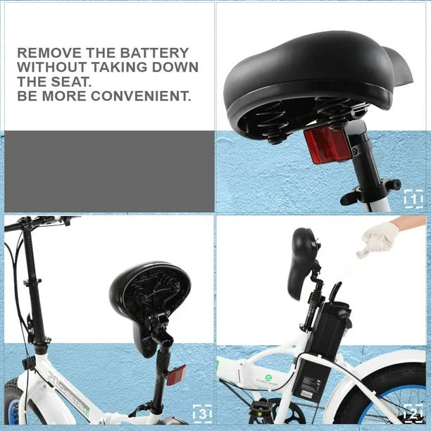 Fat Tire Electric Bike 20" Folding Bicycle 500W 36V Pedal Assist Electric Bicycle T5141
