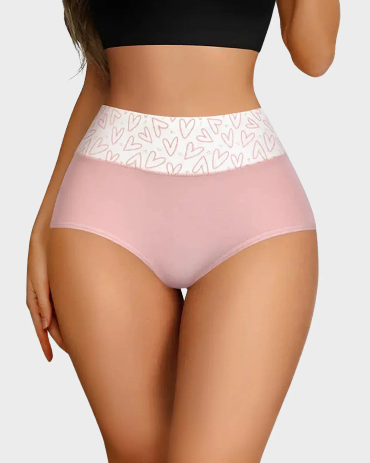 Cotton Heart Print High-Waist Panties 6 Pack E51360