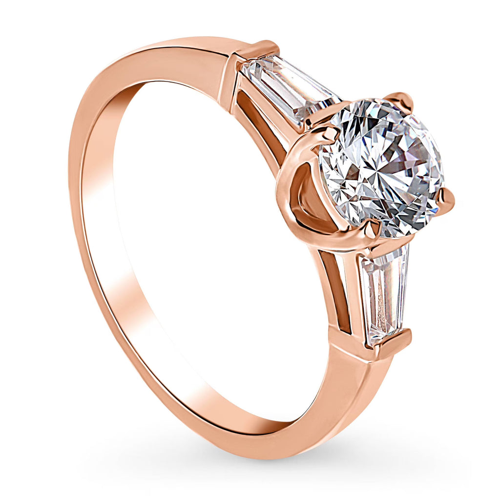 Rose Gold Plated Sterling Silver Solitaire Ring K882361