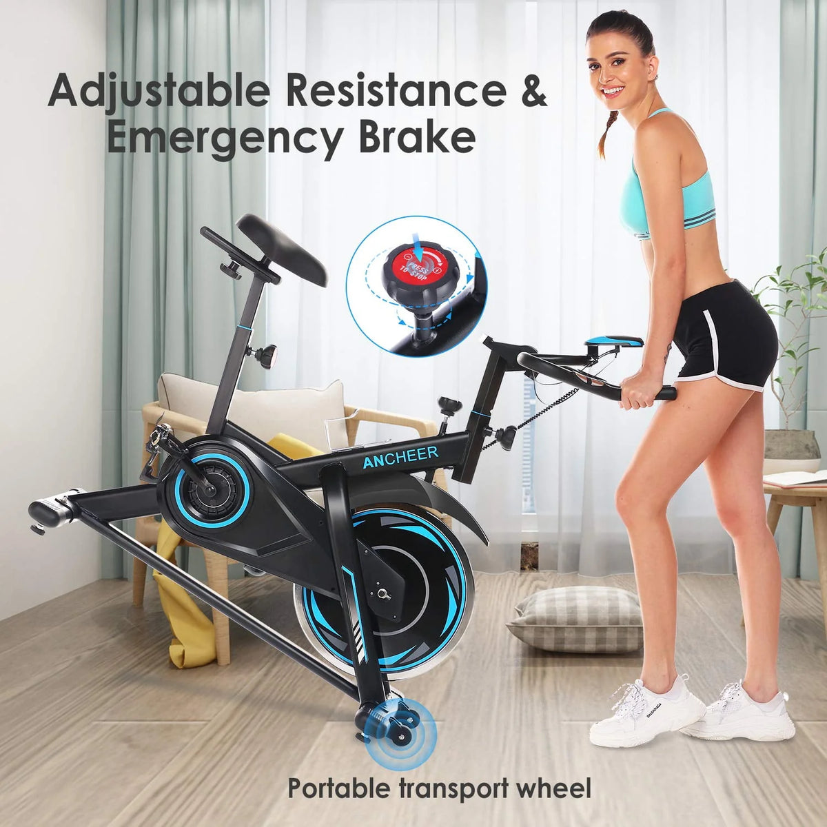 Indoor Exercise Bike with LCD Monitor and 330 lbs Weight Capacity Z34192
