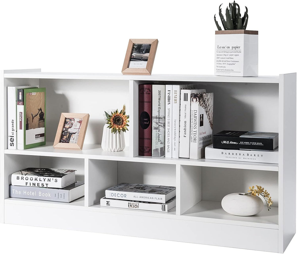 White 2 Tier 5 Cube Wood Bookcase K61581