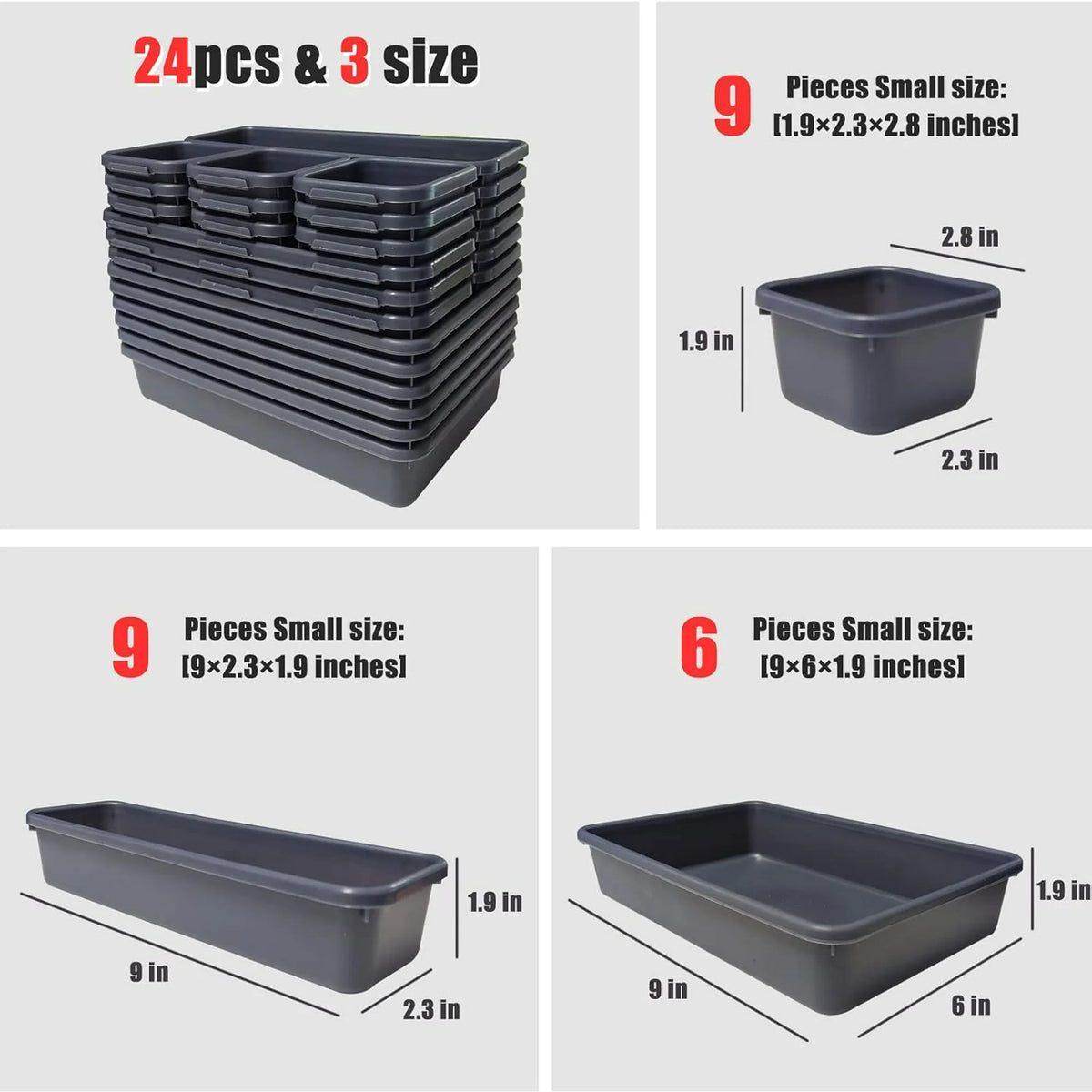 24 Pack Tool Box Organizer with Tray Dividers W802