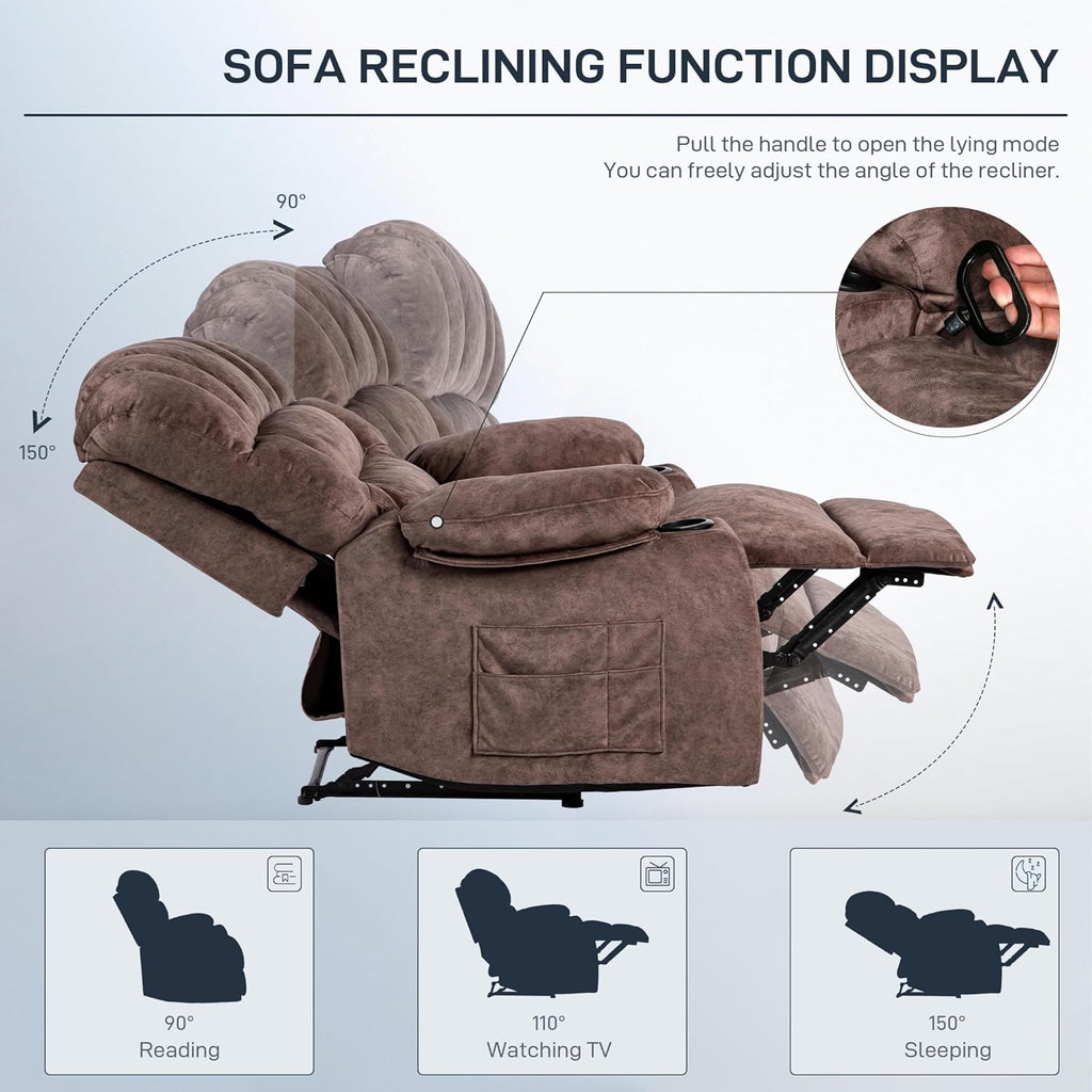 Brown Recliner Chair with Cup Holders M2745