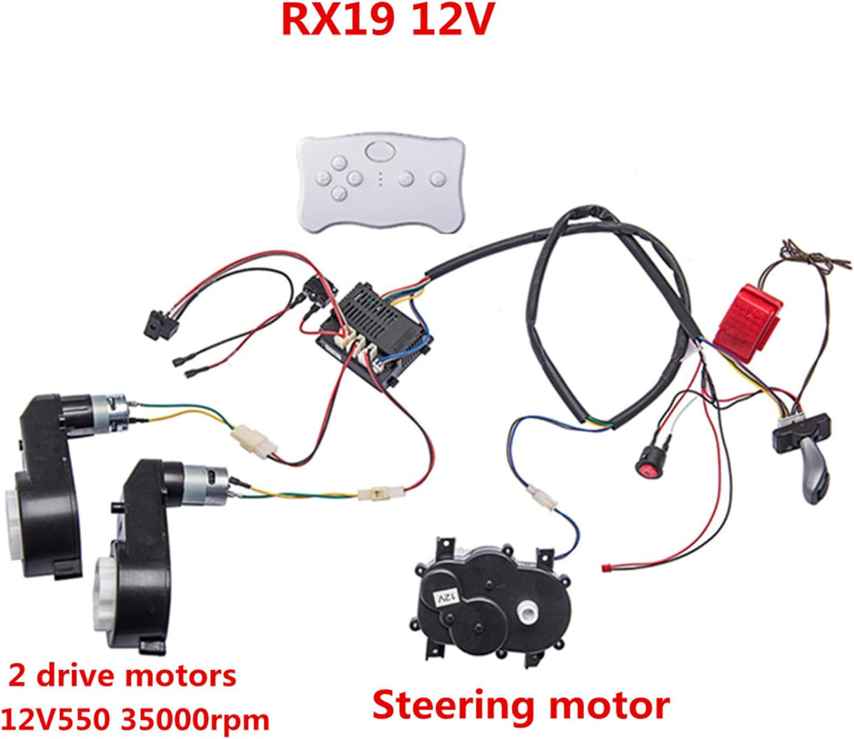 12V Remote Control Circuit Board Wires Switch Gearbox with Motors Children Electric Ride On Car Accessories Q70272
