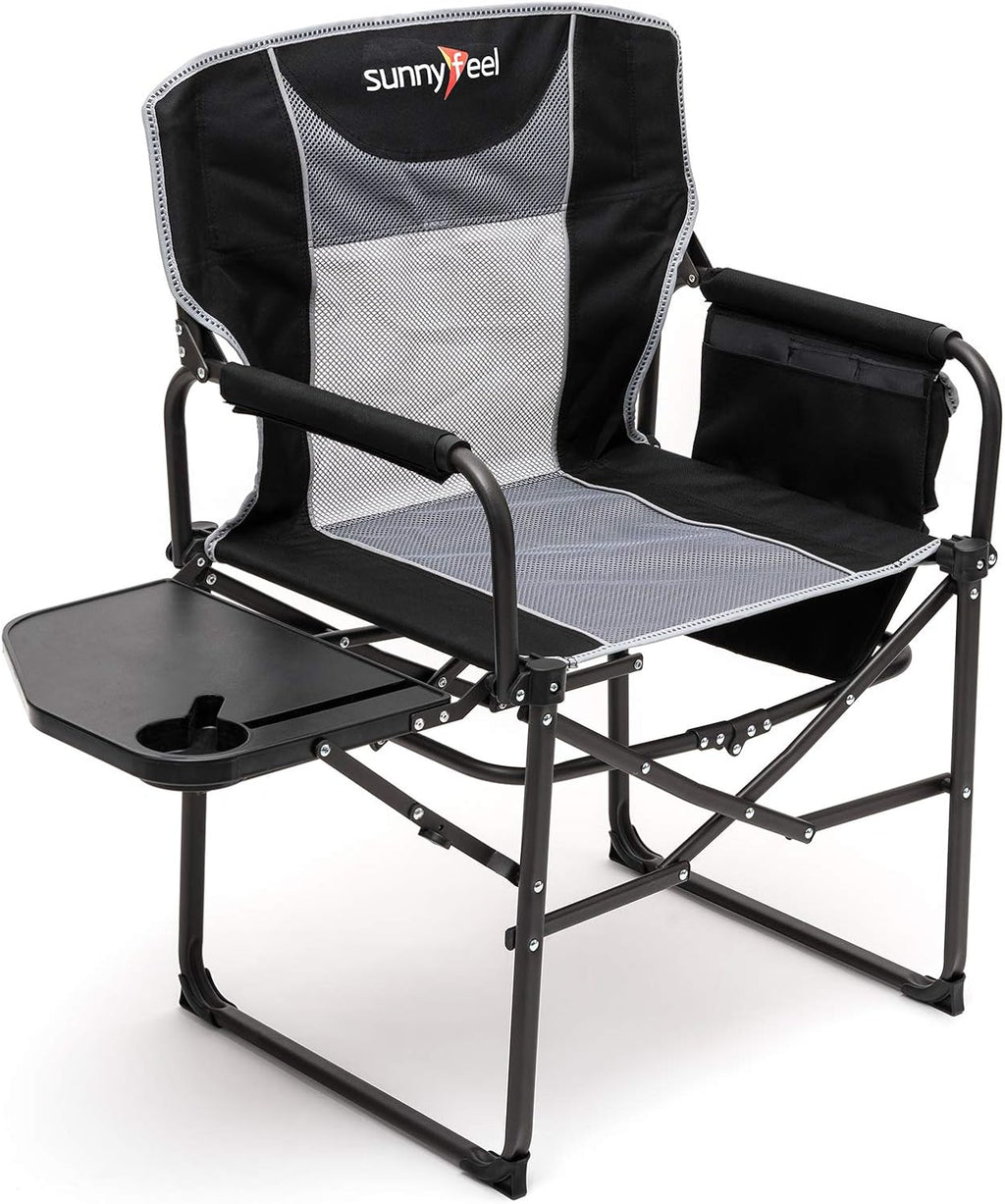 Heavy Duty Oversized Portable Folding Chair with Side Table W82821