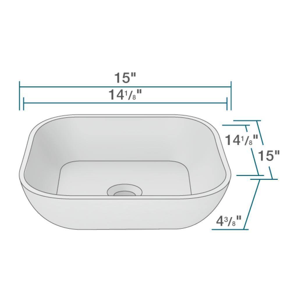 Square Vessel Sink with Brushed Nickel Pop-Up Drain P1117