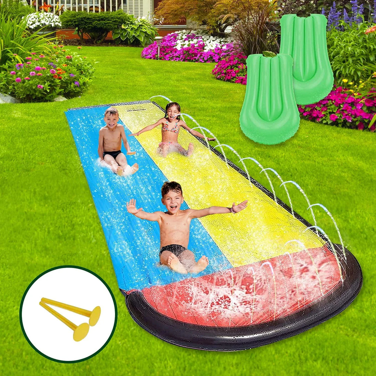 15.5ft Inflatable Lawn Water Slide with Sprinkler Pad P47216