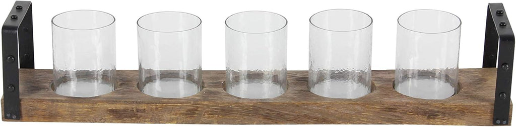 Wood Metal Glass Candle Holder 28 by 5-Inch X9174