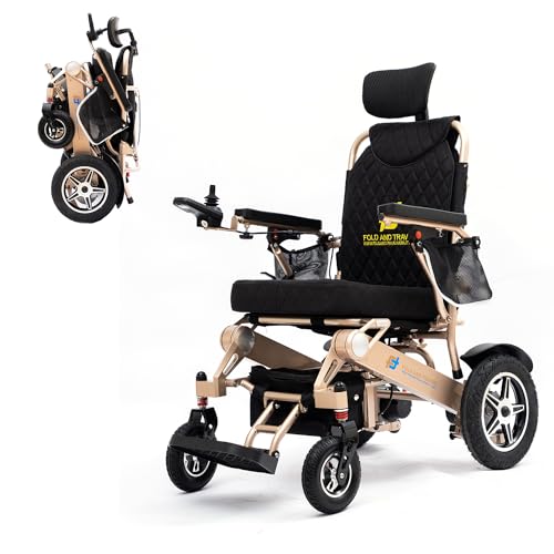 Lightweight Foldable Electric Wheelchair with Blue Seat Y3139