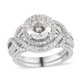 Moissanite Round 925 Sterling Silver Platinum Plated Stackable Ring Size 7 Ct 2.46 P1864