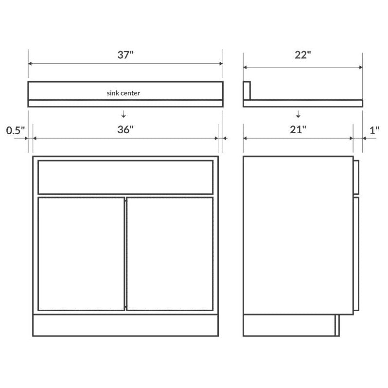Blue 37W 22D 4 in. Single Vanity Top with Backsplash V776