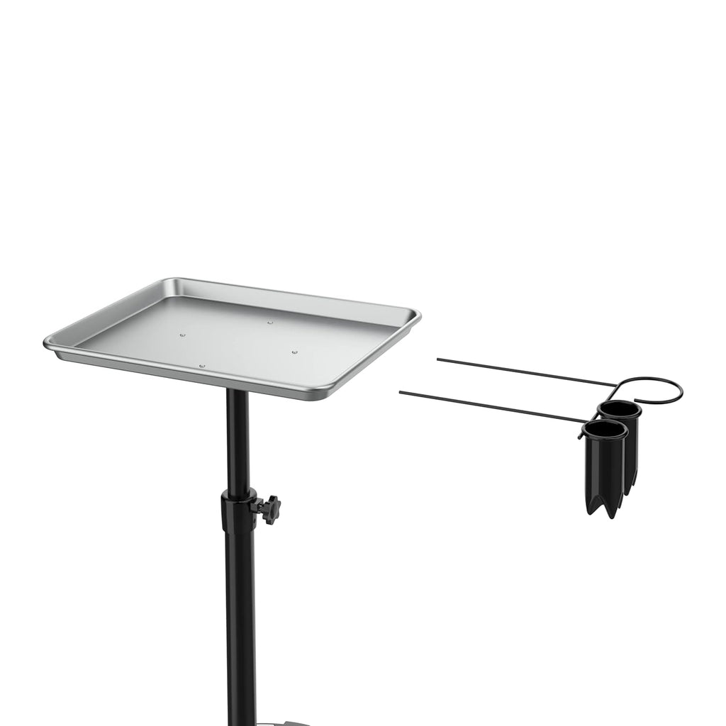 Adjustable Height Aluminum Salon Tray Cart with Accessory Caddy B18025