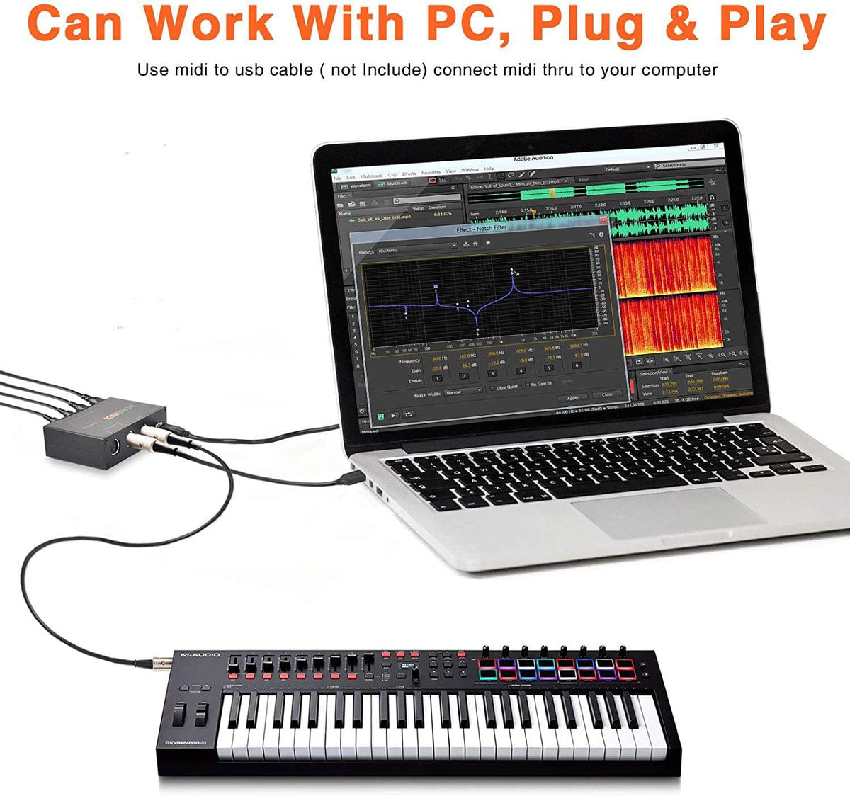 USB MIDI Interface 1-in 6-out MIDI Thru Box S156