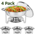 5Qt 4 Packs Stainless Steel Chafing Dish Set with Glass Lid H8073