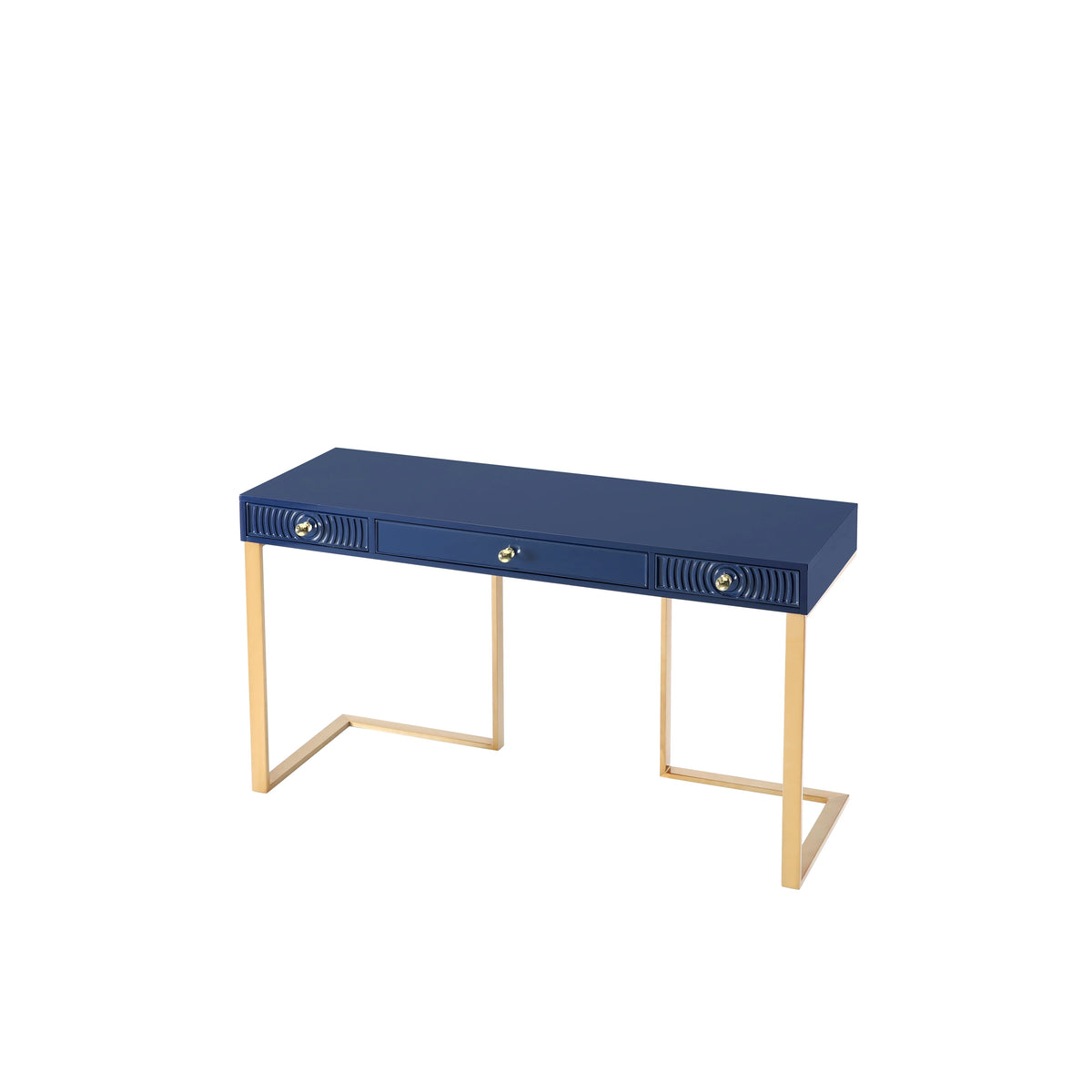Blue Lacquer Office Desk With Gold Legs J150