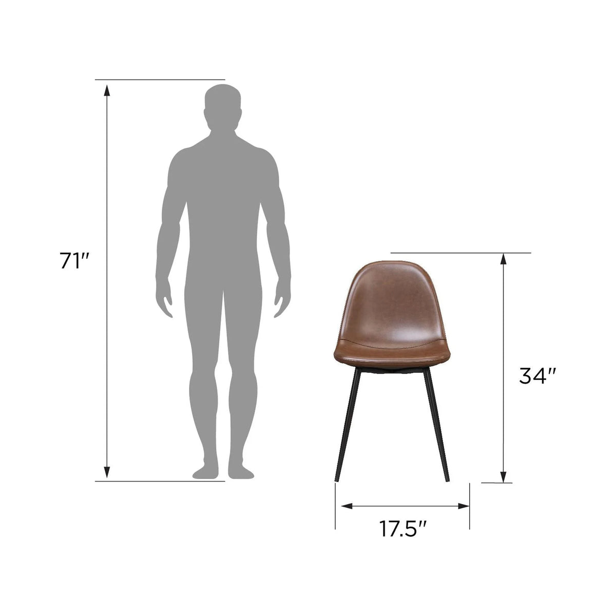 Camel Faux Leather Upholstered Dining Chair, Set of 4 Z56145