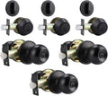 2 Pack Flat Black Entry Door Knob and Double Cylinder Deadbolt Lockset D76875