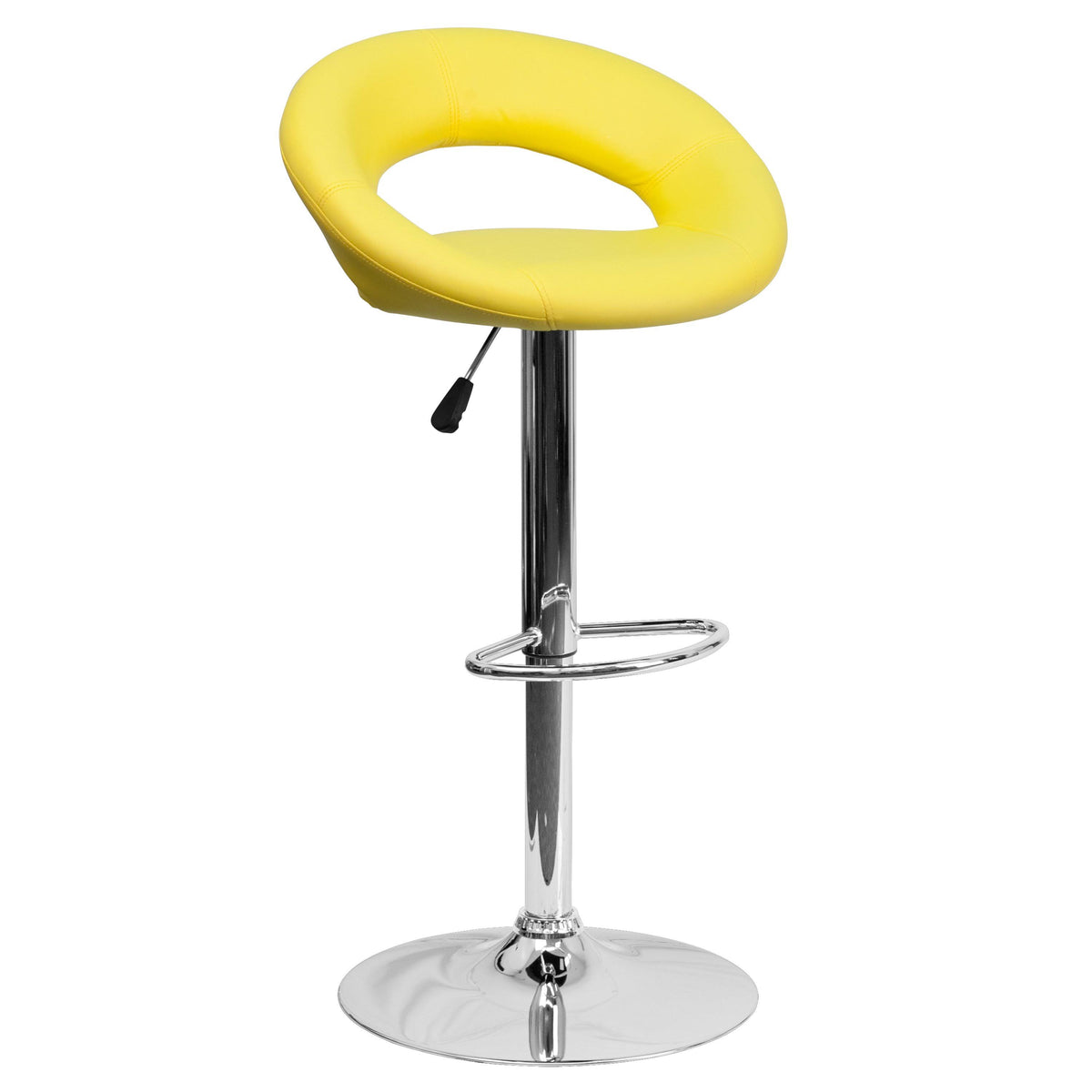 White Vinyl Adjustable Height Barstool with Chrome Base Q714