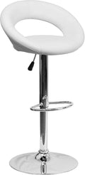 White Vinyl Adjustable Height Barstool with Chrome Base Q714